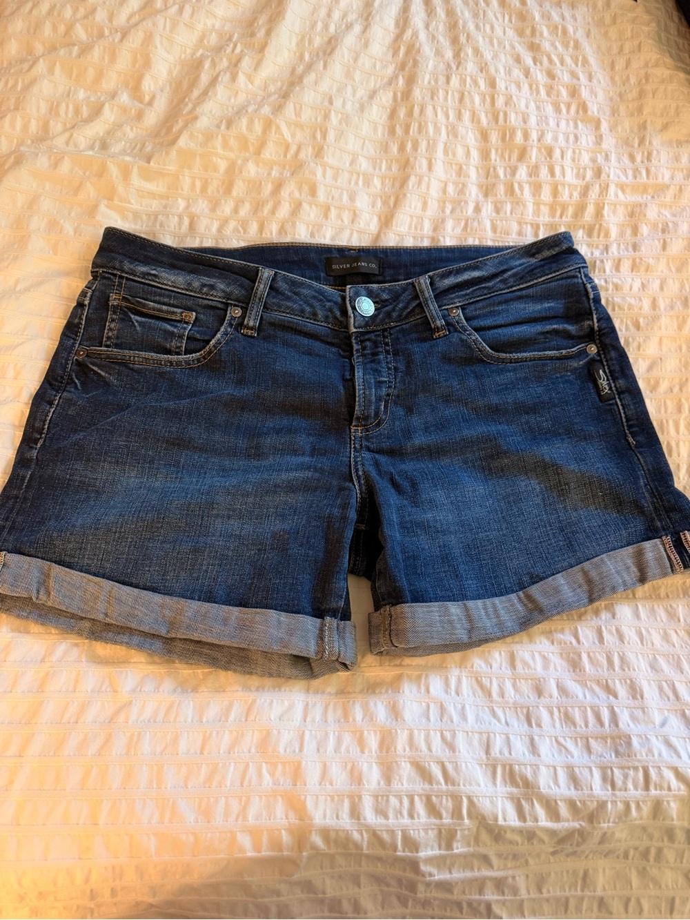 Silver Jeans Navy Blue Rolled Cuff Denim Shorts